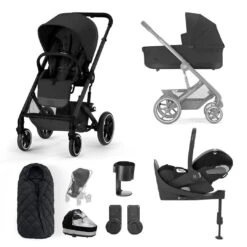 CYBEX Balios S Lux + Cloud T Luxury Bundle - Moon Black -Cybex cybex balios cloud t moon black luxury bundle flat