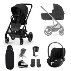 CYBEX Balios S Lux + Cloud T Luxury Bundle - Moon Black -Cybex cybex balios cloud t moon black luxury bundle flat 3