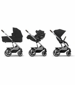 Cybex Balios S Lux 2 Stroller + Aton 2 SensorSafe Travel System Bundle - Silver Frame / Moon Black / Lavastone Black 11 Cybex Balios S Lux 2 Stroller + Aton 2 SensorSafe Travel System Bundle - Silver Frame / Moon Black / Lavastone Black -Cybex cybex balios s lux 2 stroller aton 2 sensorsafe travel system bundle silver frame lava grey lavastone black 131 4