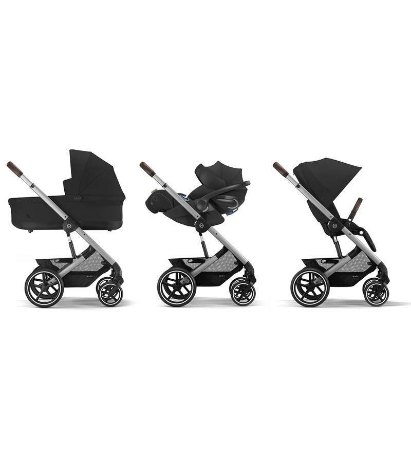Cybex Balios S Lux 2 Stroller + Aton 2 SensorSafe Travel System Bundle - Silver Frame / Moon Black / Lavastone Black 5 Cybex Balios S Lux 2 Stroller + Aton 2 SensorSafe Travel System Bundle - Silver Frame / Moon Black / Lavastone Black - Image 3