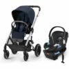 Cybex Balios S Lux 2 Stroller + Aton 2 SensorSafe Travel System Bundle - Silver Frame / Ocean Blue / Lavastone Black -Cybex cybex balios s lux 2 stroller aton 2 sensorsafe travel system bundle silver frame ocean blue lavastone black 53