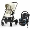 Cybex Balios S Lux 2 Stroller + Aton 2 SensorSafe Travel System Bundle - Taupe Frame / Seashell Beige / Lavastone Black -Cybex cybex balios s lux 2 stroller aton 2 sensorsafe travel system bundle taupe frame seashell beige lavastone black 53