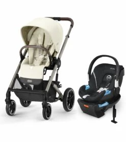 Cybex Balios S Lux 2 Stroller + Aton 2 SensorSafe Travel System Bundle - Taupe Frame / Seashell Beige / Lavastone Black