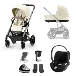 CYBEX Balios S Lux + Cloud T Luxury Bundle - Seashell Beige -Cybex cybex balios s lux bundle seashell beige base no footmuff 2