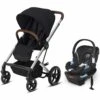Cybex Balios S Lux Full Size Stroller + Aton 2 SensorSafe Travel System Bundle - Deep Black / Lavastone Black -Cybex cybex balios s lux full size stroller aton 2 sensorsafe travel system bundle deep black lavastone black 159