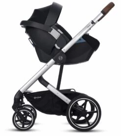 Cybex Balios S Lux Full Size Stroller + Aton 2 SensorSafe Travel System Bundle - Soho Grey / Lavastone Black -Cybex cybex balios s lux full size stroller aton 2 sensorsafe travel system bundle deep black lavastone black 160 2