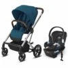 Cybex Balios S Lux Full Size Stroller + Aton 2 SensorSafe Travel System Bundle - River Blue / Lavastone Black -Cybex cybex balios s lux full size stroller aton 2 sensorsafe travel system bundle river blue lavastone black 59