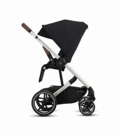 Cybex Balios S Lux Full Size Stroller + Aton 2 SensorSafe Travel System Bundle - Deep Black / Lavastone Black -Cybex cybex balios s lux full size stroller cot s bassinet bundle soho grey 80