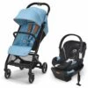 Cybex Beezy 2 Compact Stroller + Aton 2 SensorSafe Travel System Bundle - Beach Blue / Lavastone Black -Cybex cybex beezy 2 compact stroller aton 2 sensorsafe travel system bundle beach blue lavastone black 131