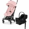 Cybex COYA Compact Stroller + Cloud G Lux SensorSafe Travel System Bundle - Chrome / Peach Pink / Moon Black -Cybex cybex coya compact stroller cloud g lux sensorsafe travel system bundle chrome peach pink moon black 7