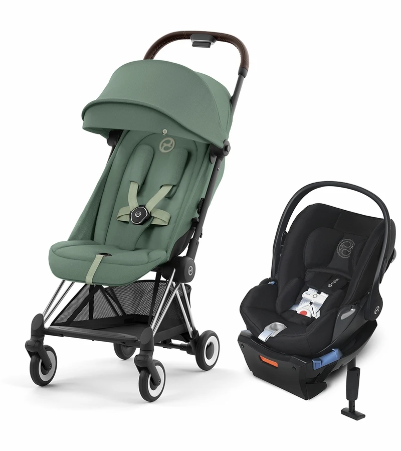 Cybex COYA Compact Stroller + Cloud Q SensorSafe Travel System Bundle - Chrome / Leaf Green / Stardust Black 3 Cybex COYA Compact Stroller + Cloud Q SensorSafe Travel System Bundle - Chrome / Leaf Green / Stardust Black