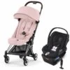 Cybex COYA Compact Stroller + Cloud Q SensorSafe Travel System Bundle - Chrome / Peach Pink / Stardust Black -Cybex cybex coya compact stroller cloud q sensorsafe travel system bundle chrome peach pink stardust black 7