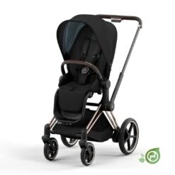 CYBEX E-Priam Pushchair - Conscious Collection - Onyx Black (2022) -Cybex cybex e priam concious collection onyx black rose gold flat