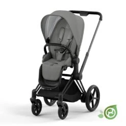 CYBEX E-Priam Pushchair - Conscious Collection - Pearl Grey (2022) -Cybex cybex e priam concious collection pearl grey matt black flat