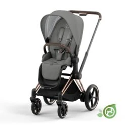 CYBEX E-Priam Pushchair - Conscious Collection - Pearl Grey (2022) -Cybex cybex e priam concious collection pearl grey rose gold flat