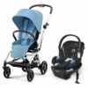 Cybex Eezy S Twist +2 V2 Stroller + Aton 2 Sensorsafe Travel System Bundle - Beach Blue / Lavastone Black -Cybex cybex eezy s twist 2 v2 stroller aton 2 sensorsafe travel system bundle beach blue lavastone black 126