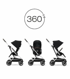 Cybex Eezy S Twist +2 V2 Stroller + Aton 2 Sensorsafe Travel System Bundle - Lava Grey / Lavastone Black -Cybex cybex eezy s twist 2 v2 stroller aton 2 sensorsafe travel system bundle beach blue lavastone black 128 1