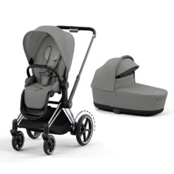 CYBEX E-Priam Pushchair - Mirage Grey -Cybex cybex epriam chrome black lux carrycot mirage grey flat