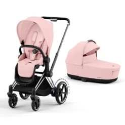 CYBEX E-Priam Pushchair - Peach Pink -Cybex cybex epriam chrome black lux carrycot peach pink flat