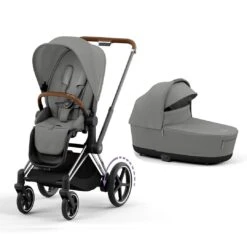 CYBEX E-Priam Pushchair - Mirage Grey -Cybex cybex epriam chrome brown lux carrycot mirage grey flat