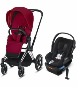 Cybex EPriam + Cloud Q SensorSafe Travel System - Chrome / Black / True Red / Stardust Black