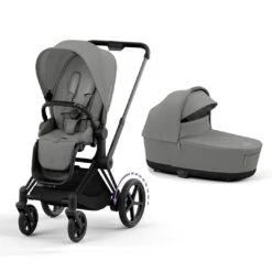CYBEX E-Priam Pushchair - Mirage Grey -Cybex cybex epriam matt black lux carrycot mirage grey flat