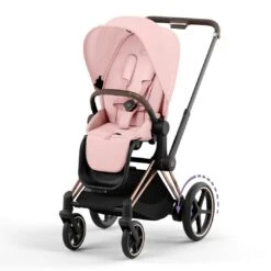 CYBEX E-Priam Pushchair - Peach Pink -Cybex cybex epriam peach pink rose gold flat 6