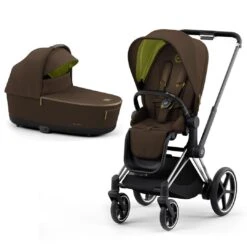 CYBEX E-Priam Pushchair - Khaki Green (2022) -Cybex cybex epriam pushchair khaki green chrome black lux carrycot