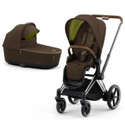 CYBEX E-Priam Pushchair - Khaki Green (2022) -Cybex cybex epriam pushchair khaki green chrome brown lux carrycot