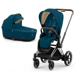 CYBEX E-Priam Pushchair - Mountain Blue (2022) -Cybex cybex epriam pushchair mountain blue chrome brown lux carrycot