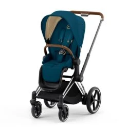 CYBEX E-Priam Pushchair - Mountain Blue (2022) -Cybex cybex epriam pushchair mountain blue chrome brown no carrycot
