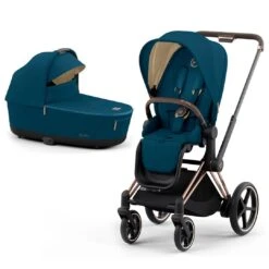 CYBEX E-Priam Pushchair - Mountain Blue (2022) -Cybex cybex epriam pushchair mountain blue rose gold lux carrycot