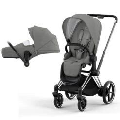 CYBEX E-Priam Pushchair - Soho Grey (2022) -Cybex cybex epriam pushchair soho grey chrome black lite carrycot
