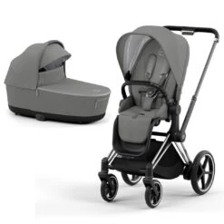 CYBEX E-Priam Pushchair - Soho Grey (2022) -Cybex cybex epriam pushchair soho grey chrome black lux carrycot