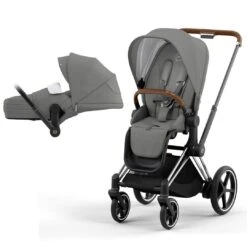 CYBEX E-Priam Pushchair - Soho Grey (2022) -Cybex cybex epriam pushchair soho grey chrome brown lite carrycot