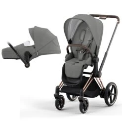 CYBEX E-Priam Pushchair - Soho Grey (2022) -Cybex cybex epriam pushchair soho grey rose gold lite carrycot