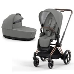 CYBEX E-Priam Pushchair - Soho Grey (2022) -Cybex cybex epriam pushchair soho grey rose gold lux carrycot