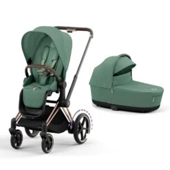 CYBEX E-Priam Pushchair - Leaf Green 27 CYBEX E-Priam Pushchair - Leaf Green -Cybex cybex epriam rose gold lux carrycot leaf green flat