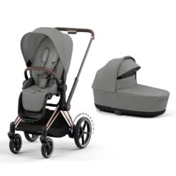 CYBEX E-Priam Pushchair - Mirage Grey -Cybex cybex epriam rose gold lux carrycot mirage grey flat