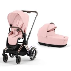 CYBEX E-Priam Pushchair - Peach Pink -Cybex cybex epriam rose gold lux carrycot peach pink flat