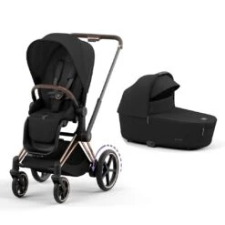 CYBEX E-Priam Pushchair - Sepia Black -Cybex cybex epriam rose gold lux carrycot sepia black flat