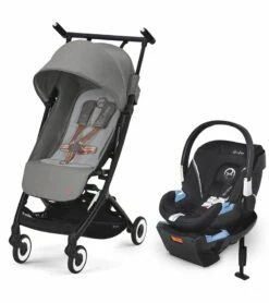 Cybex Libelle 2 Compact Stroller + Aton 2 SensorSafe Travel System Bundle - Lava Grey / Lavastone Black