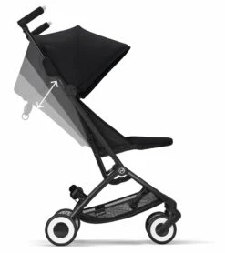 Cybex Libelle 2 Compact Stroller + Aton 2 SensorSafe Travel System Bundle - Moon Black / Lavastone Black -Cybex cybex libelle 2 compact stroller aton 2 sensorsafe travel system bundle lava grey lavastone black 63 1