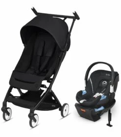 Cybex Libelle Compact Stroller + Aton 2 SensorSafe Travel System Bundle - Deep Black / Lavastone Black