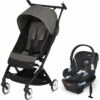 Cybex Libelle Compact Stroller + Aton 2 SensorSafe Travel System Bundle - Soho Grey / Lavastone Black -Cybex cybex libelle compact stroller aton 2 sensorsafe travel system bundle soho grey lavastone black 164