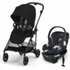 Cybex Melio Carbon 3 Stroller + Aton 2 SensorSafe Travel System Bundle - Moon Black / Lavastone Black -Cybex cybex melio carbon 3 stroller aton 2 sensorsafe travel system bundle moon black lavastone black 101