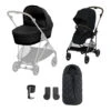 CYBEX Melio 2023 Essentials Bundle - Moon Black -Cybex cybex melio esentials bundle flat