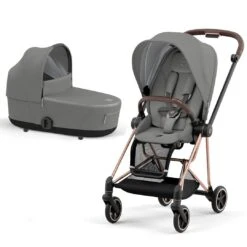 CYBEX Mios Pushchair - Conscious Collection - Pearl Grey (2022) -Cybex cybex mios concious brands pearl grey rose gold carrycot flat