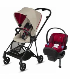 Cybex Mios Stroller + Aton M Infant Car Seat Travel System Bundle - Ferrari Silver Grey / Ferrari Red