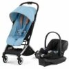 Cybex Orfeo Compact Stroller + Aton G SensorSafe Travel System Bundle - Beach Blue / Moon Black -Cybex cybex orfeo compact stroller aton g sensorsafe travel system bundle beach blue moon black 7